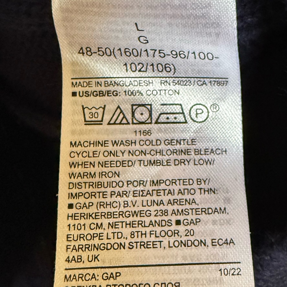 GAP Navy Blue 100% Cotton Cable-Knit V-Neck Sweater Size Large - Picture 6 of 6